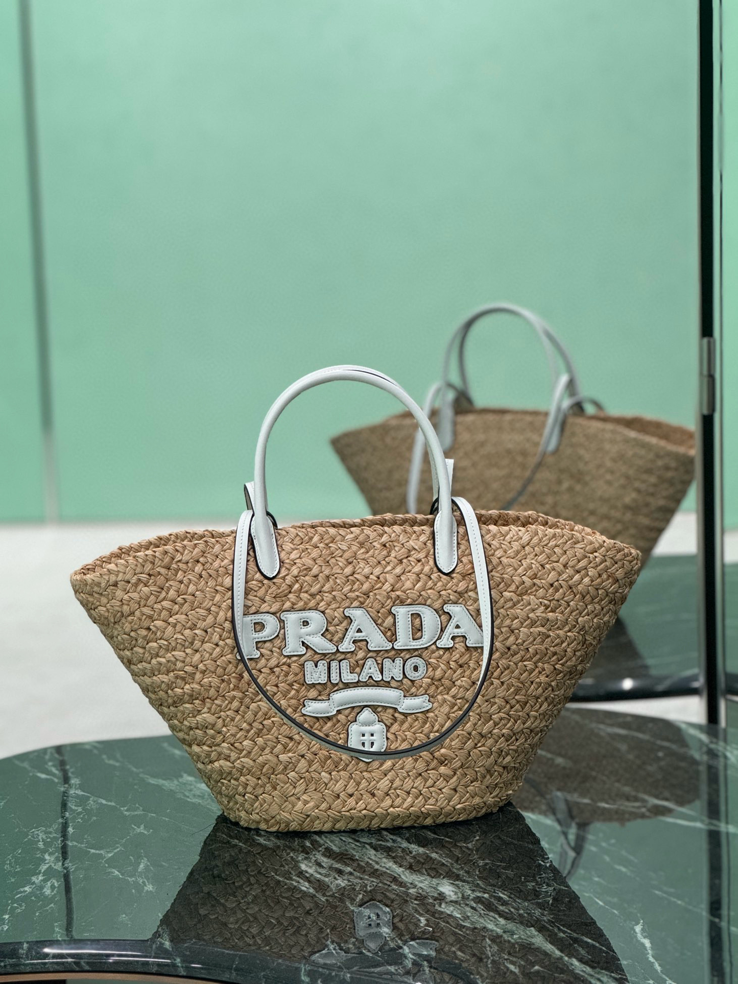 Prada Raffia Shopping Bag