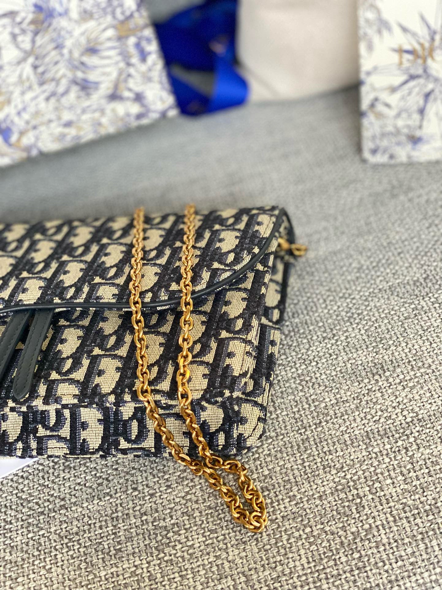 Christian Dior Medium Saddle Pouch With Chain