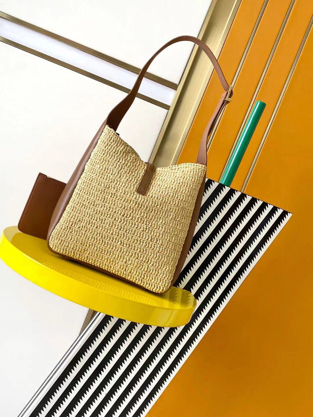 Yves Saint Laurent Le 5 A 7 Supple Small In Raffia