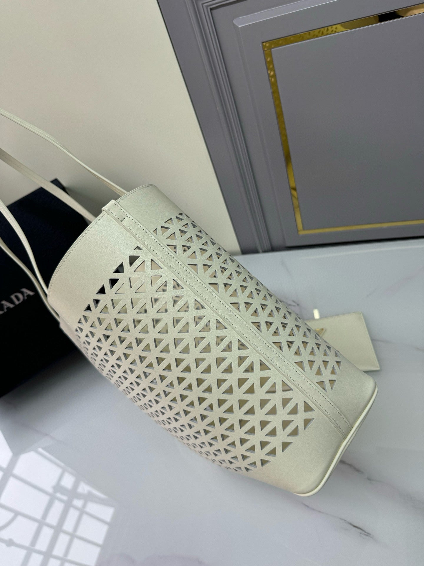 Prada Perforated Leather Tote Bag