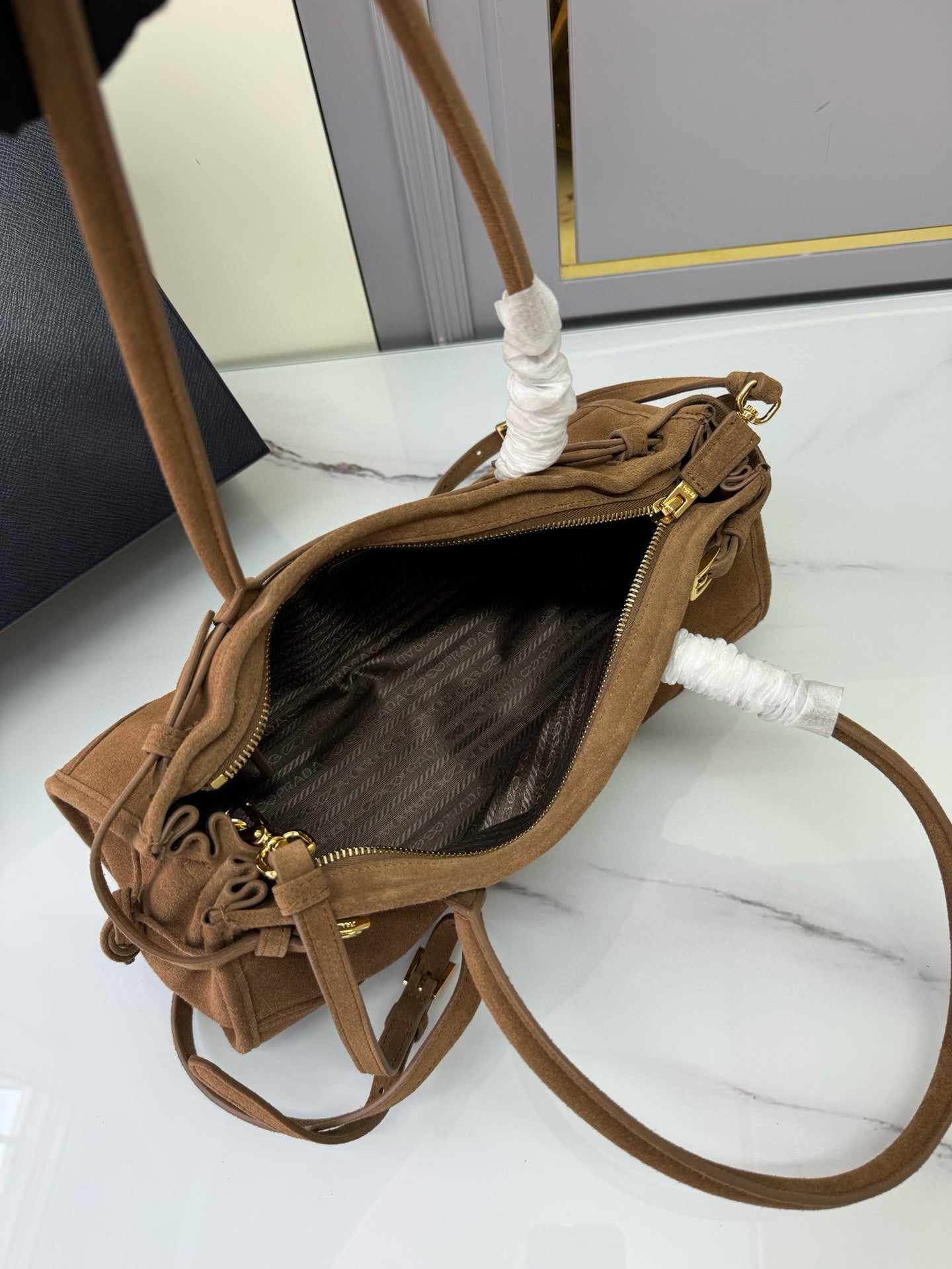Prada Bonnie Medium Suede Handbag