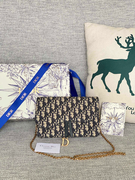 Christian Dior Medium Saddle Pouch With Chain