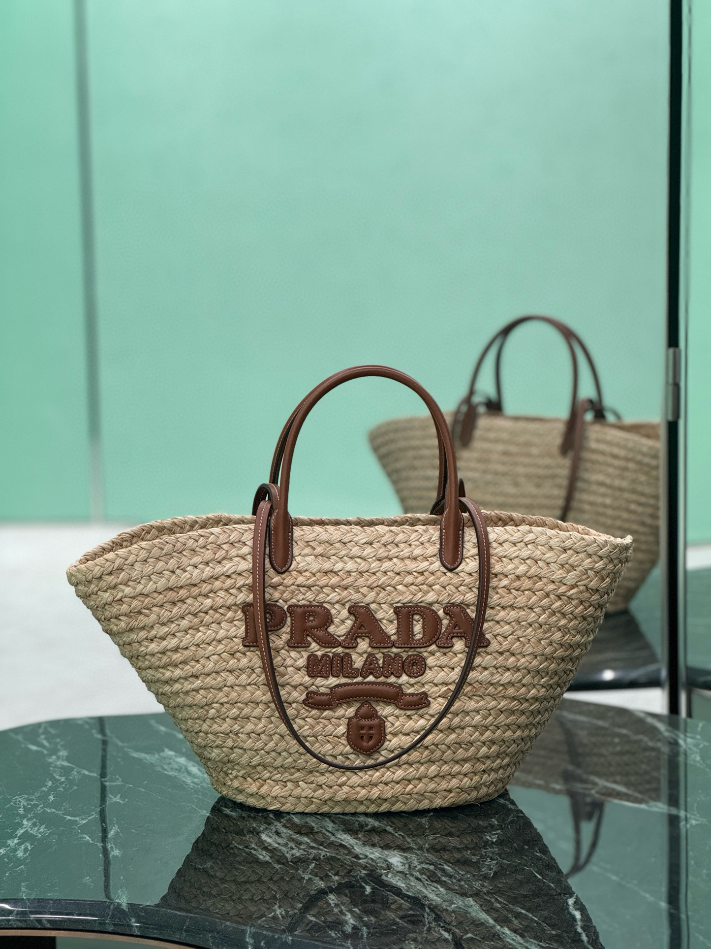 Prada Raffia Shopping Bag