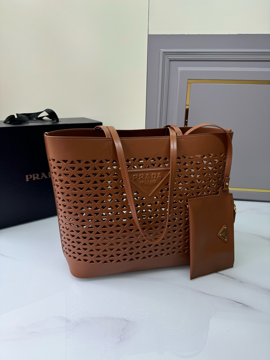 Prada Perforated Leather Tote Bag