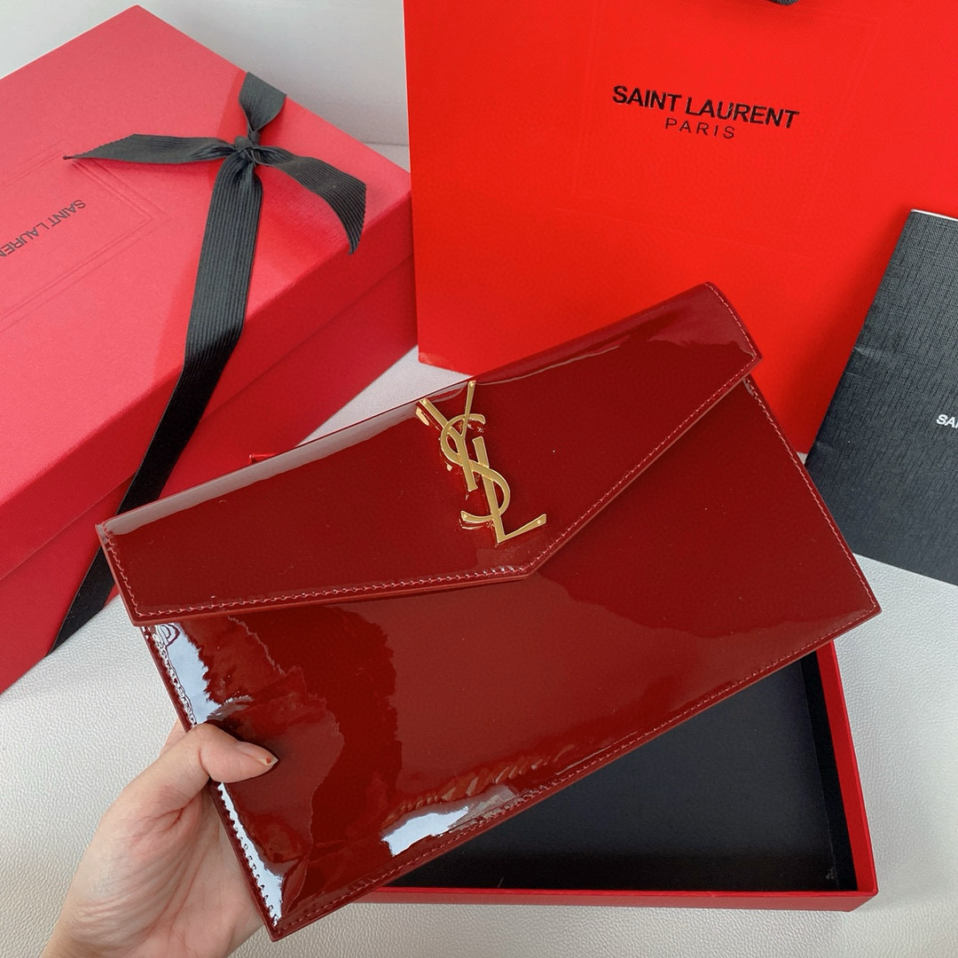 Yves Saint Laurent Uptown Pouch In Patent Leather