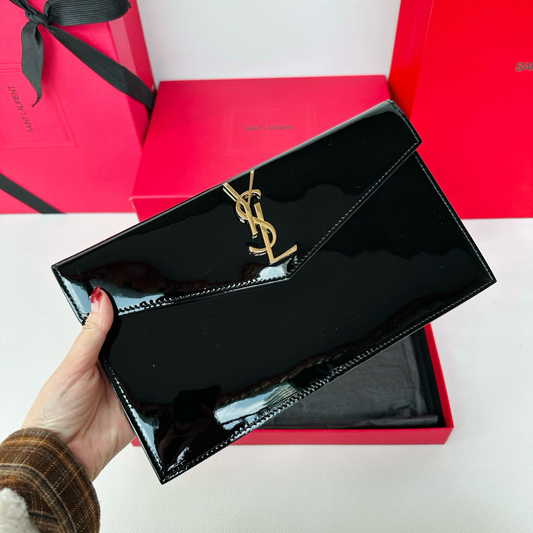 Yves Saint Laurent Uptown Pouch In Patent Leather