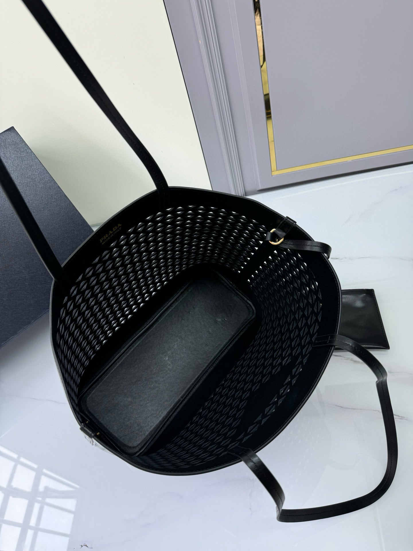 Prada Perforated Leather Tote Bag