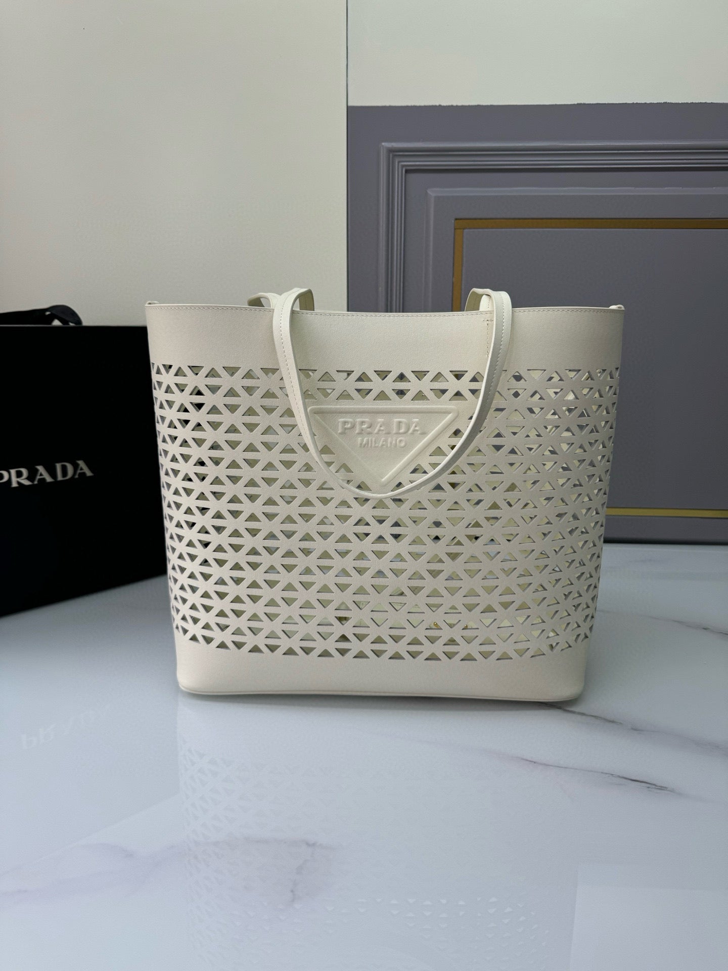 Prada Perforated Leather Tote Bag