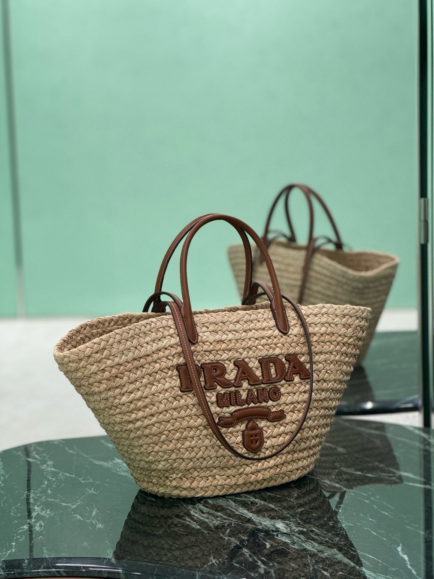 Prada Raffia Shopping Bag