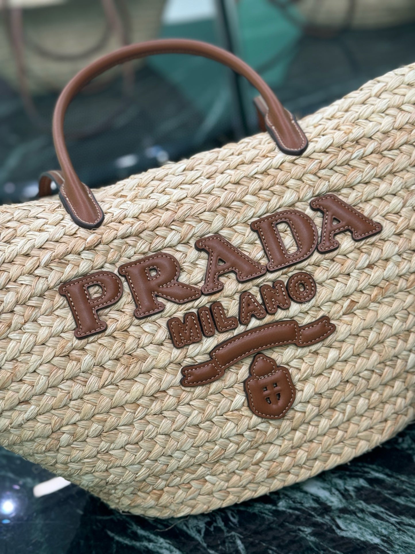 Prada Raffia Shopping Bag