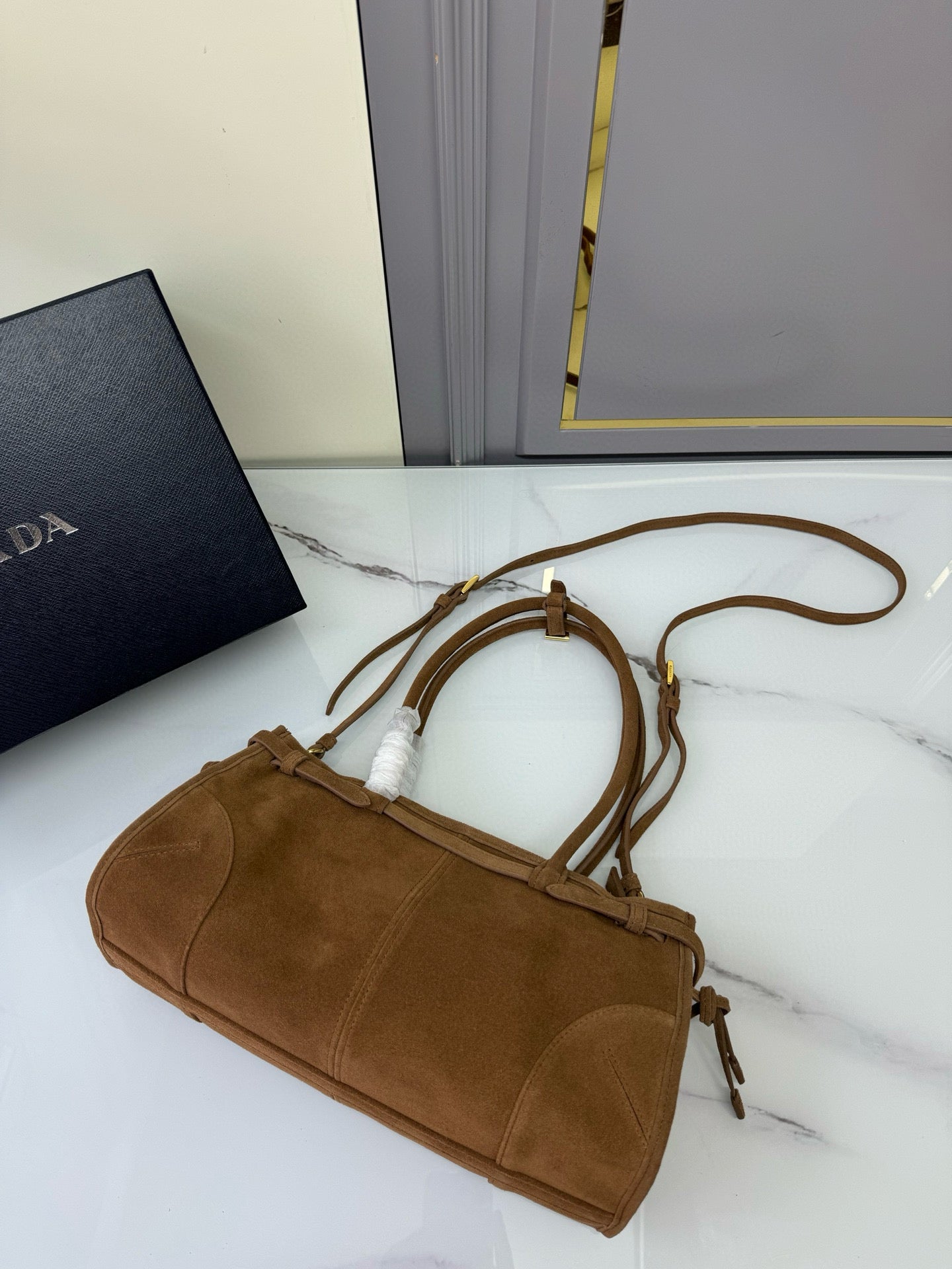 Prada Bonnie Medium Suede Handbag