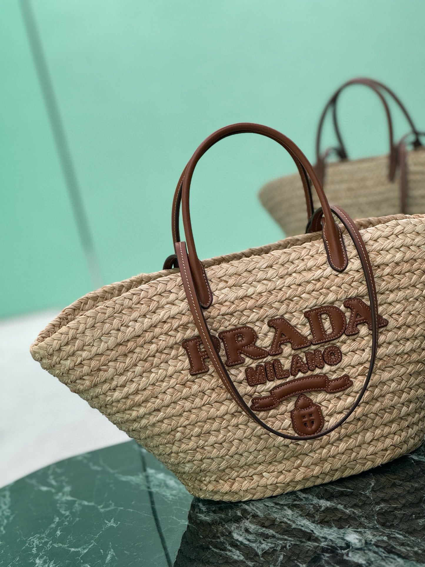Prada Raffia Shopping Bag