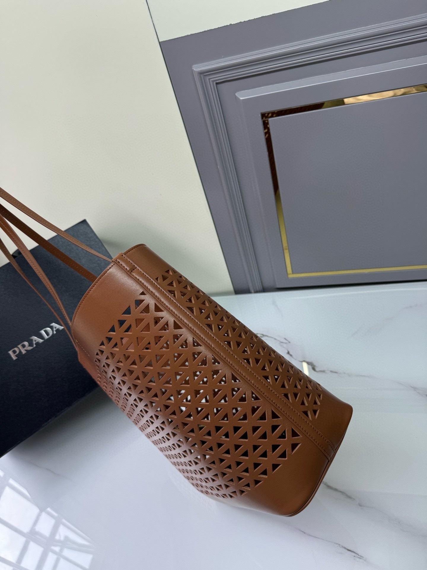 Prada Perforated Leather Tote Bag