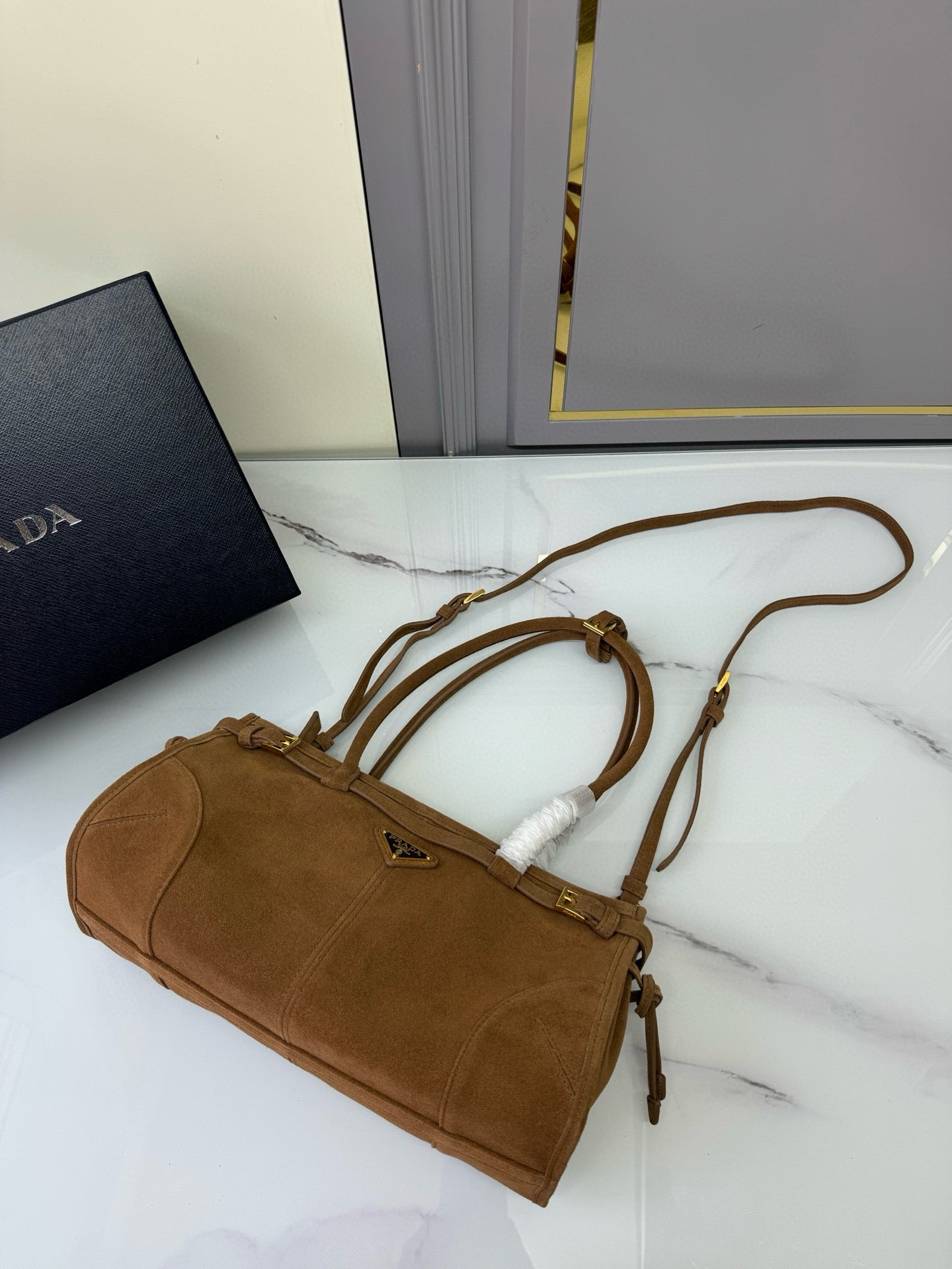 Prada Bonnie Medium Suede Handbag