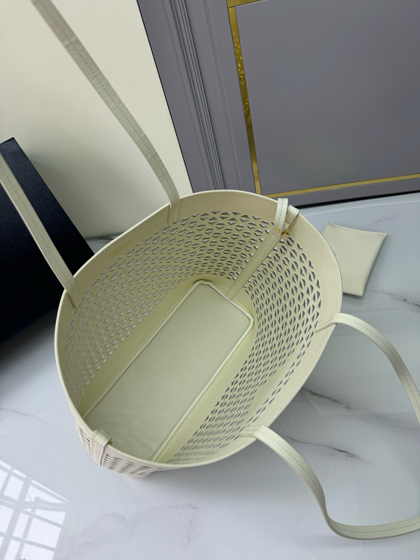 Prada Perforated Leather Tote Bag