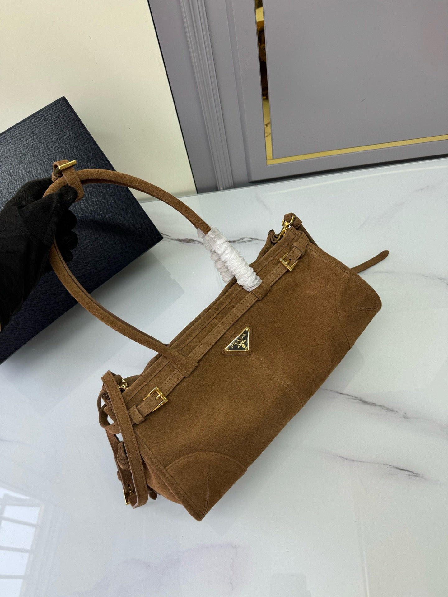 Prada Bonnie Medium Suede Handbag