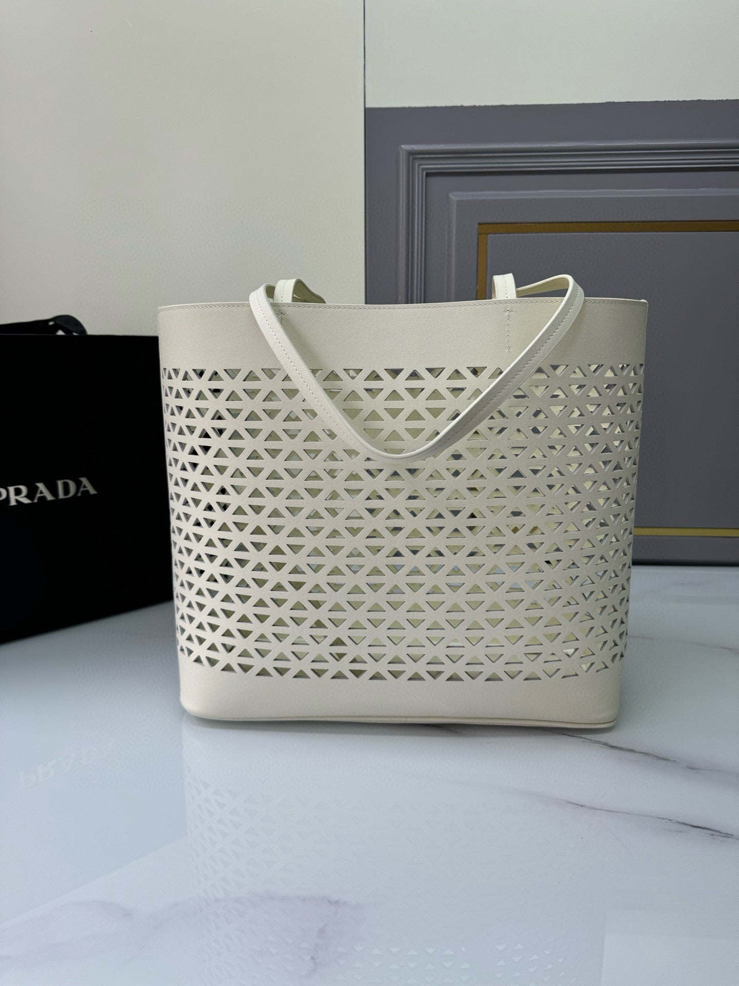 Prada Perforated Leather Tote Bag